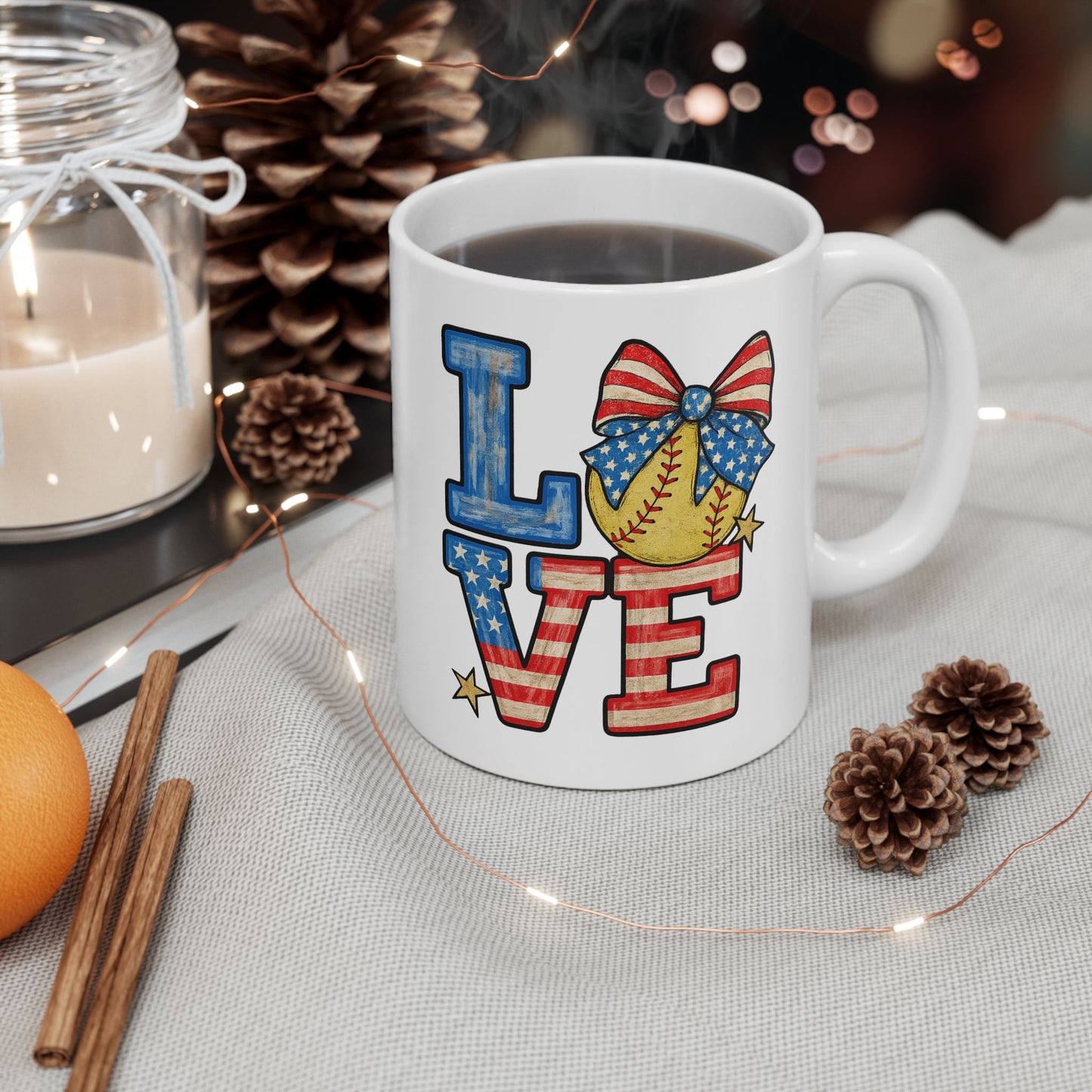 4th of July Mug - Patriotic Love Softball