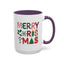 Christmas Mug - Merry Christmas Red Green & Gold Decorative Text