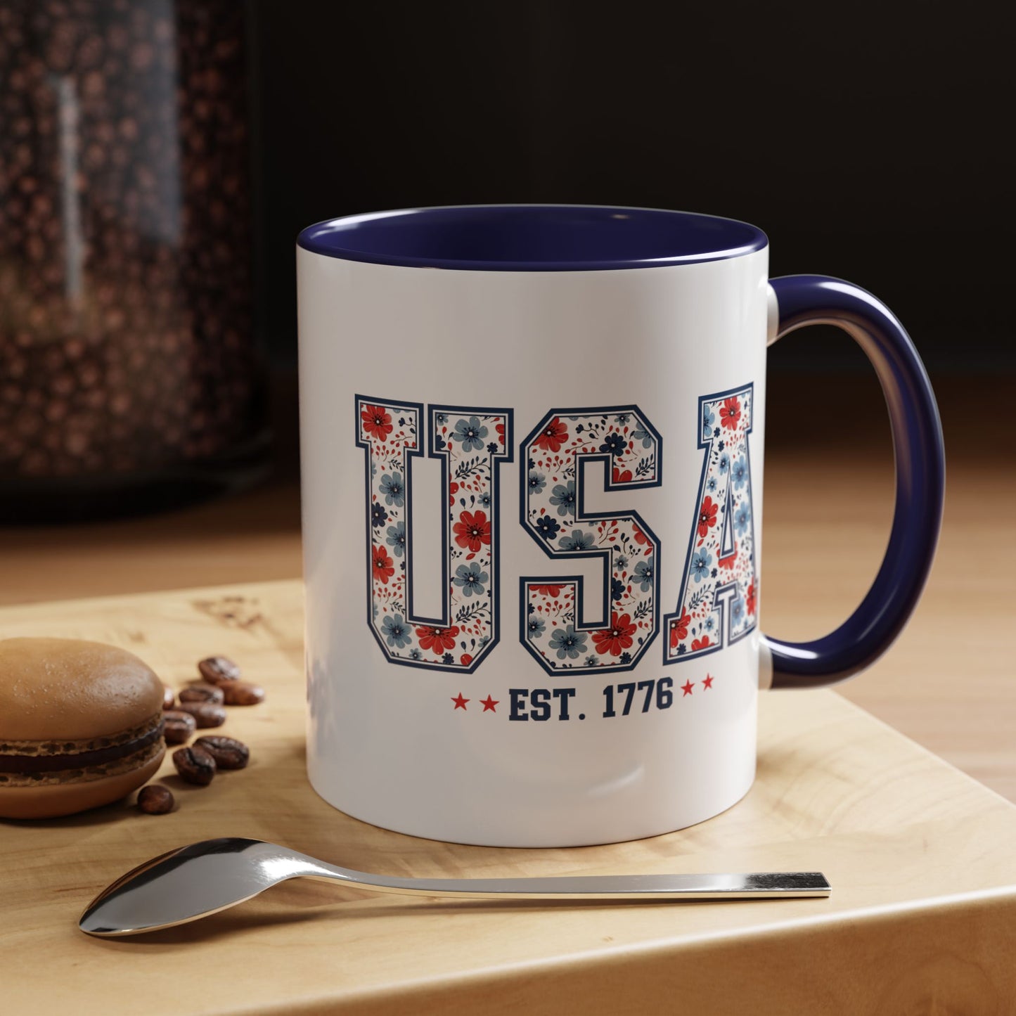 4th of July Mug - USA EST 1776 Floral