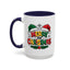 Christmas Mug - Merry Christmas Red Yellow & Green Text Green & Red Hat