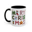 Christmas Mug - Merry Christmas Green Red & Gold Patterned Text