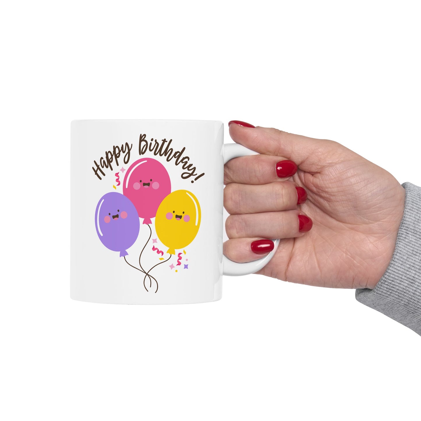 Birthday Mug - Happy Birthday Smiley Balloons