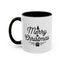Christmas Mug - Merry Christmas Black Text Tree Star Present