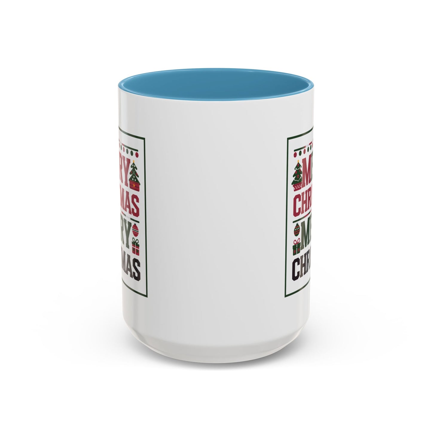 Christmas Mug - Merry Christmas Red Green & Black Text Trees Presents