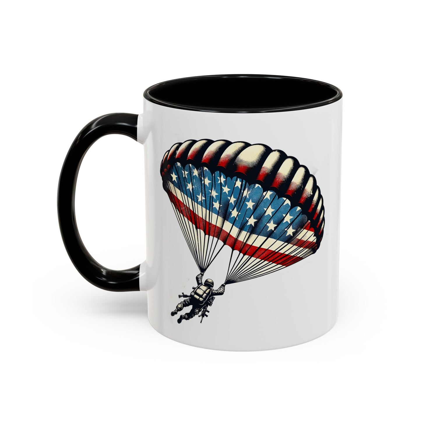 4th of July Mug - Airborne Soldier Parachute Flag