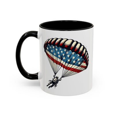 4th of July Mug - Airborne Soldier Parachute Flag