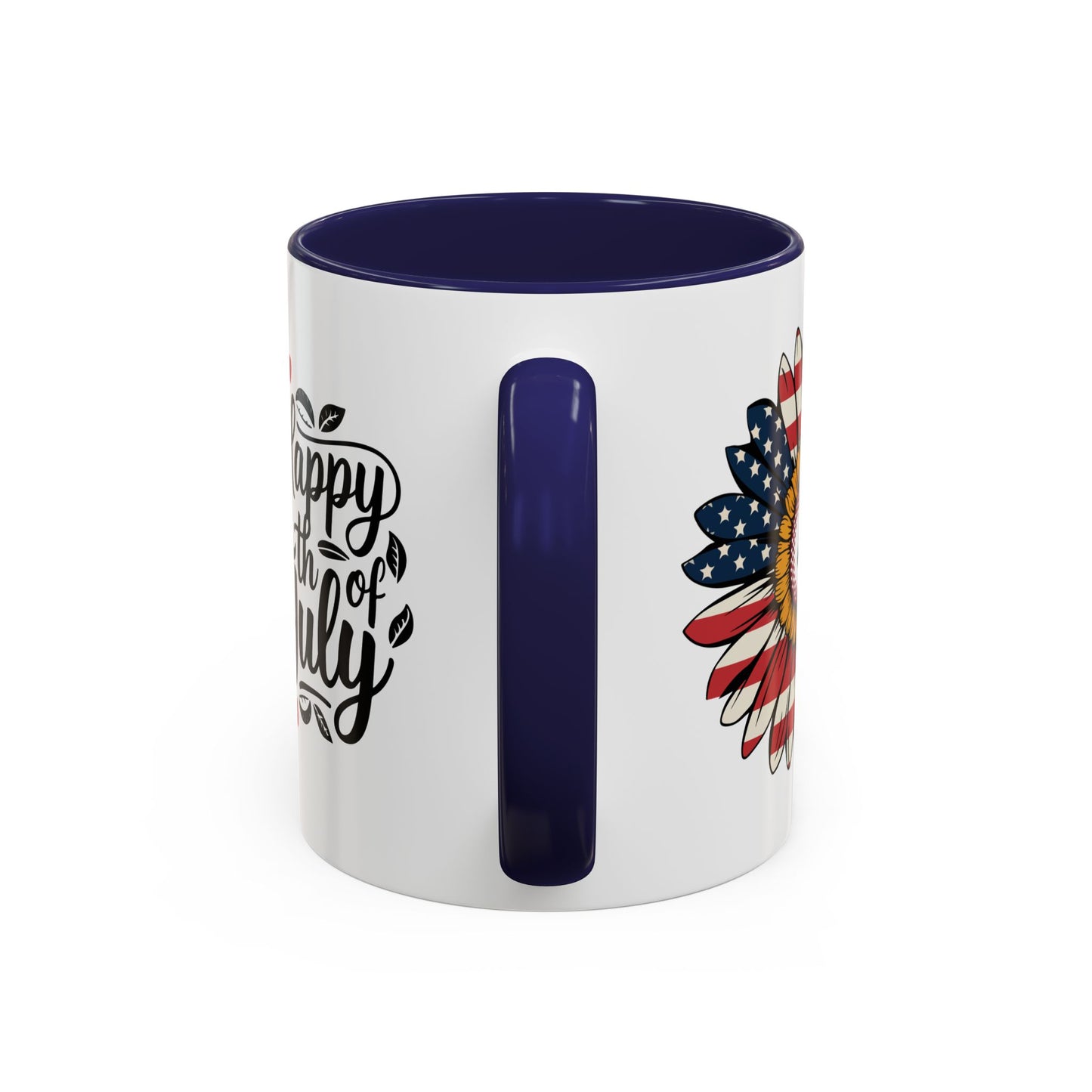 4th of July Mug - Happy 4th of July Sunflower USA Flag