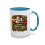 Christmas Mug - Merry Christmas Cream Text Santa Ok Light Bow Ornaments