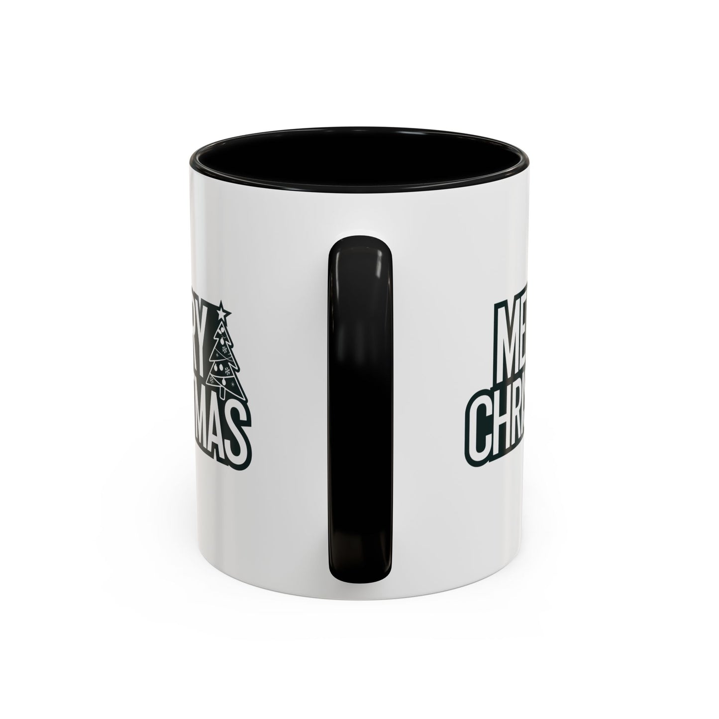 Christmas Mug - Merry Christmas White & Black Text Tree