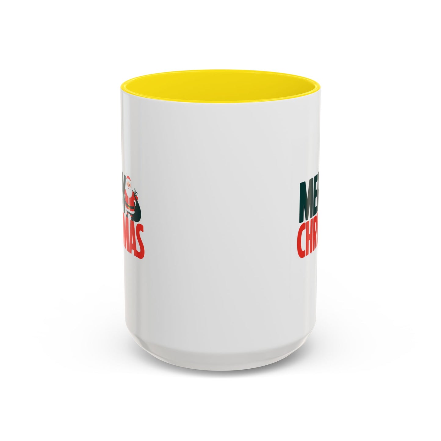 Christmas Mug - Merry Christmas Green & Red Text Santa Bag