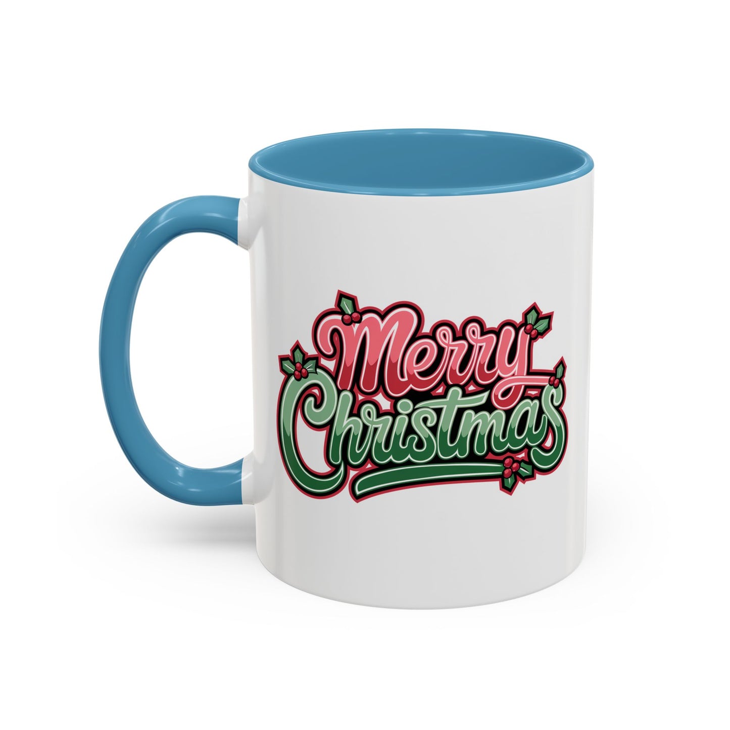 Christmas Mug - Merry Christmas Red & Green Text Mistletoe