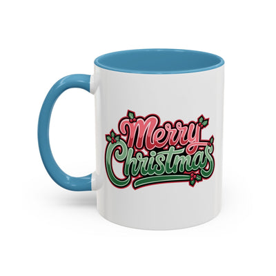 Christmas Mug - Merry Christmas Red & Green Text Mistletoe