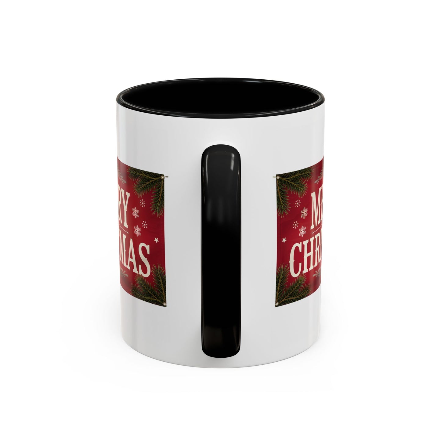 Christmas Mug - Merry Christmas Cream Text Maroon Background