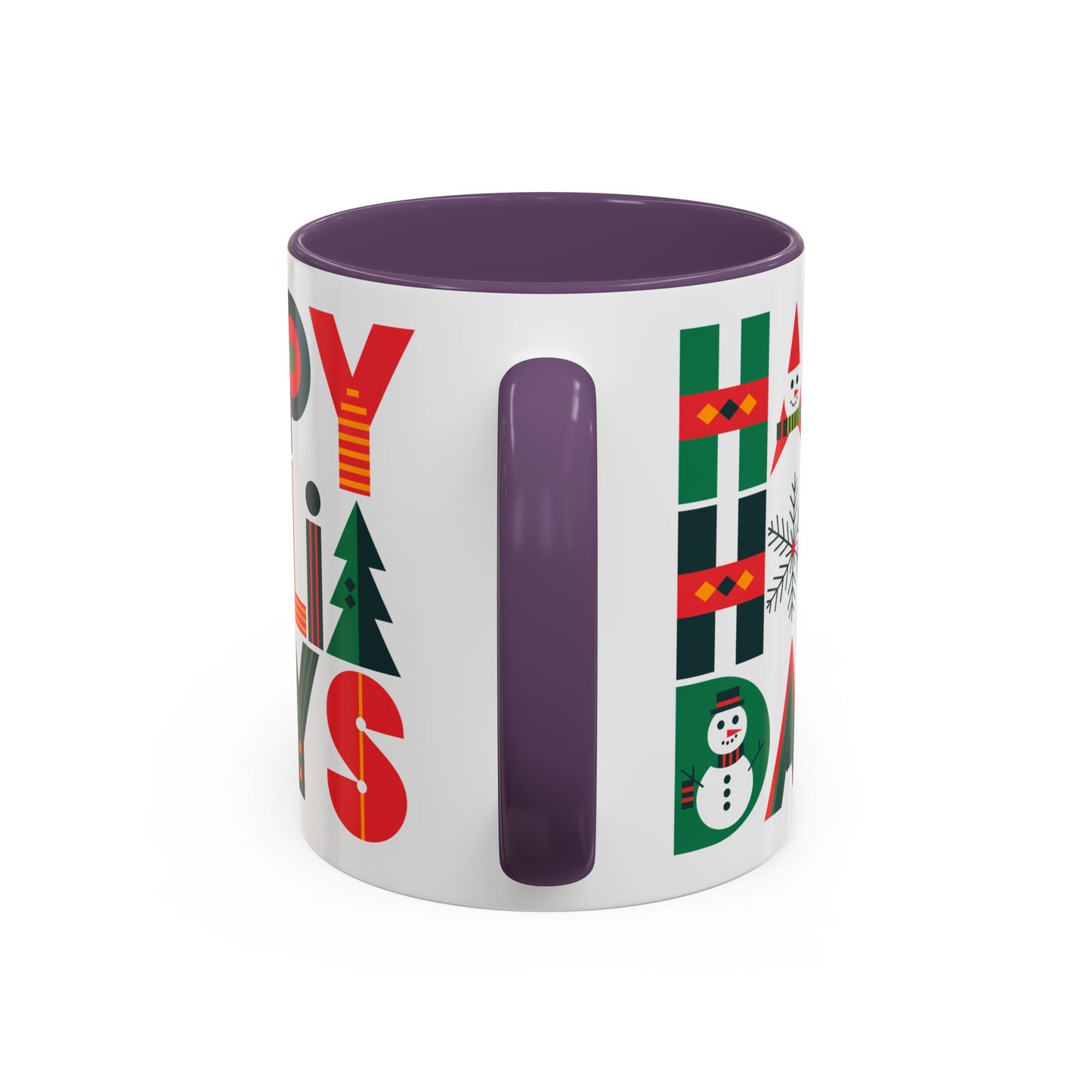 Christmas Mug - Happy Holidays Green Red & Blue Decorative Text