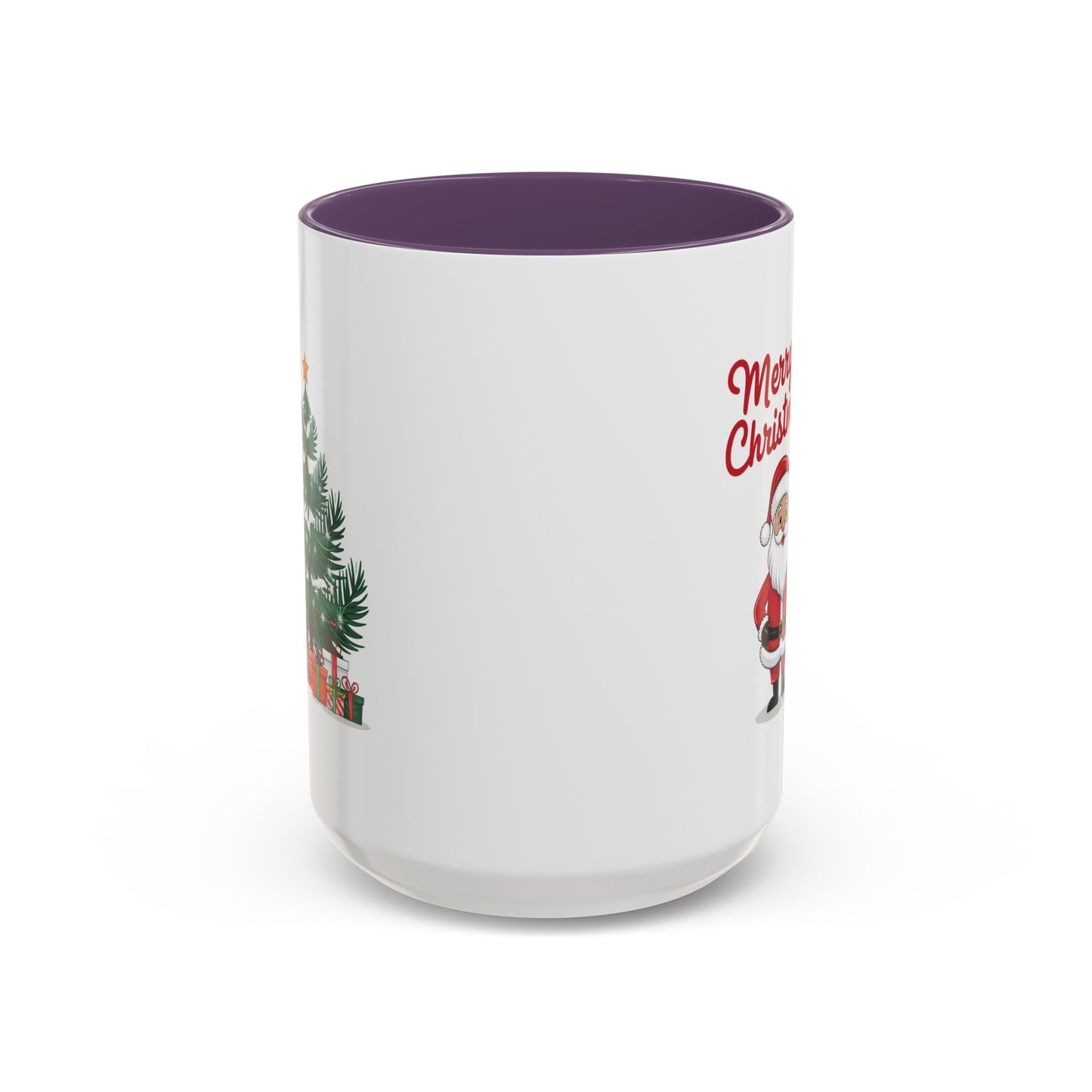 Christmas Mug - Merry Christmas Red Text Santa Tree Presents