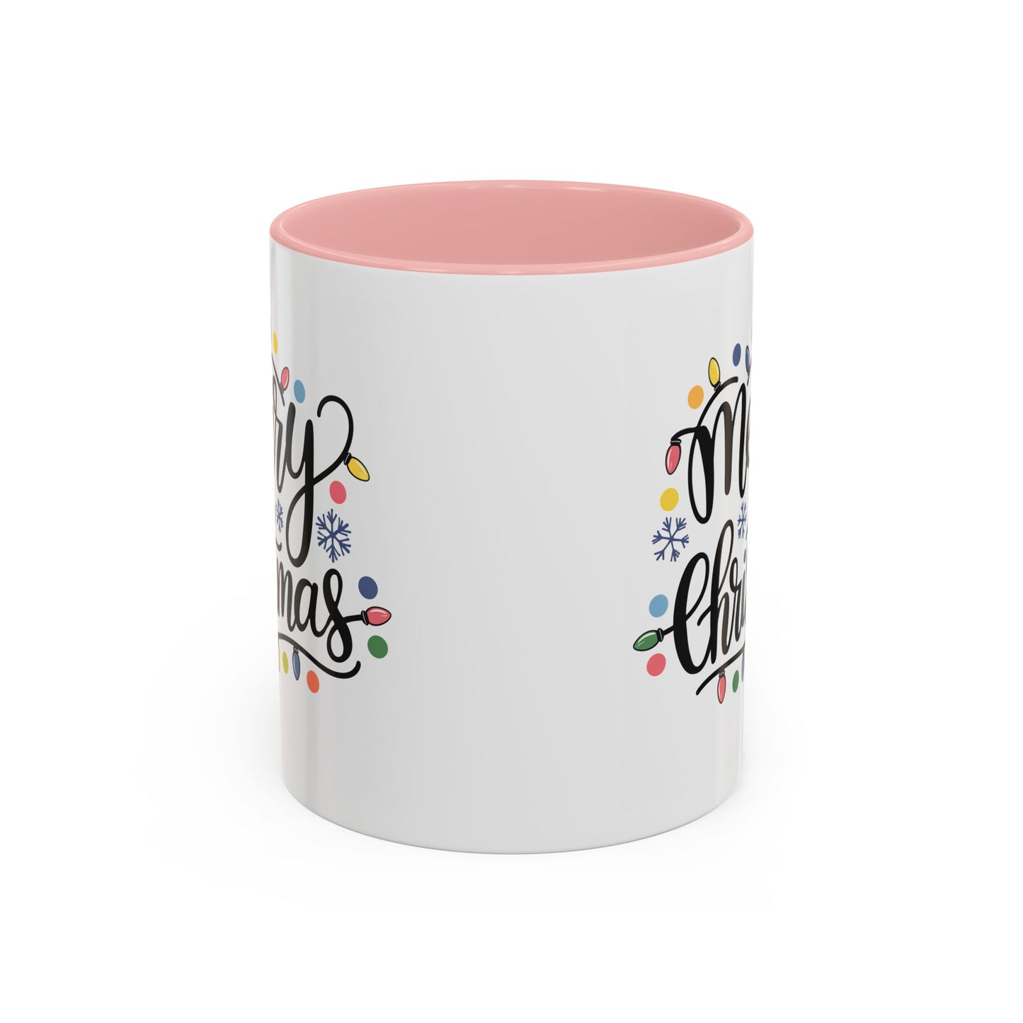 Christmas Mug - Merry Christmas Black Text Colored Lights