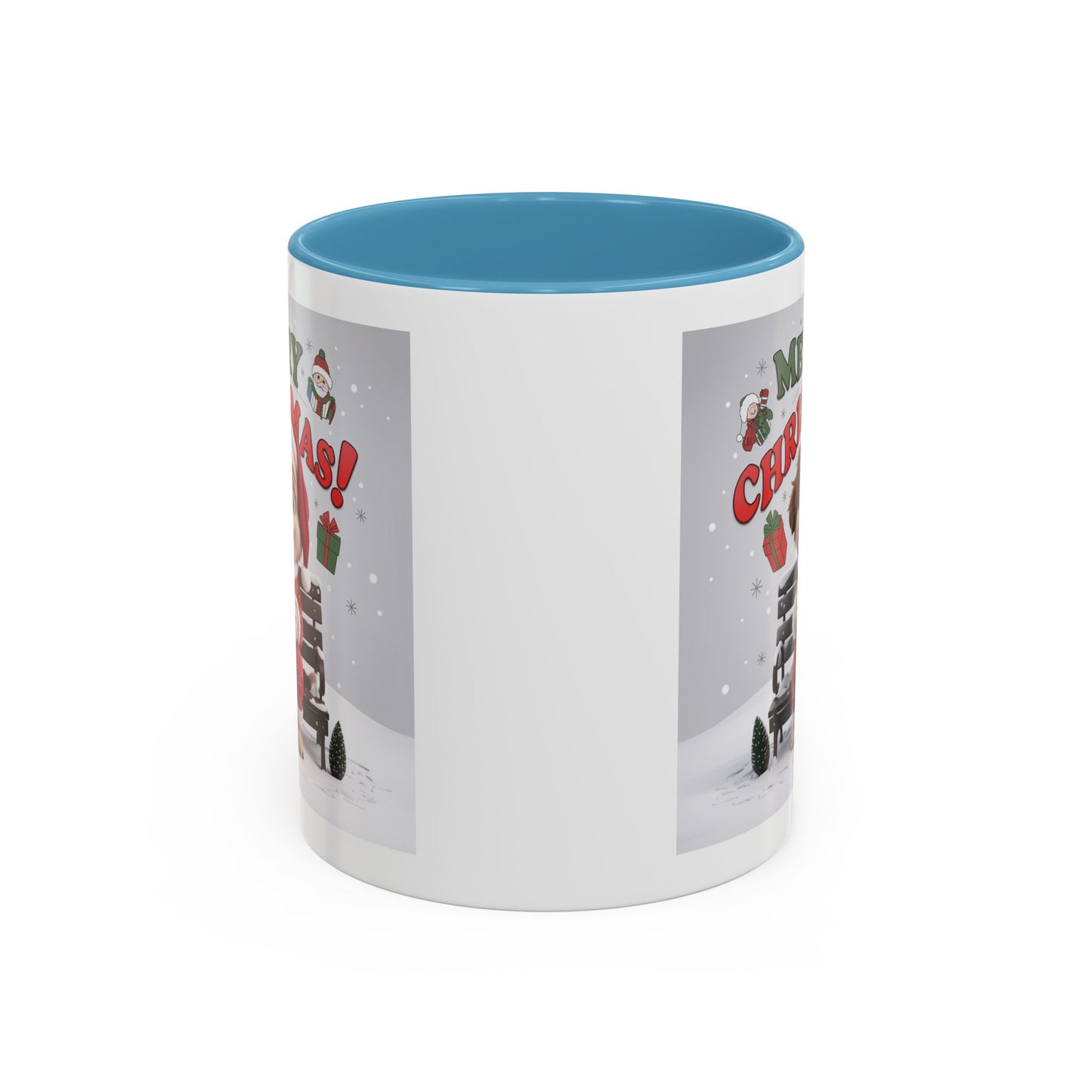 Christmas Mug - Merry Christmas Red Text Puppy Red Top