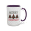 Christmas Mug - Merry Christmas Green & Red Text Decorative Trees