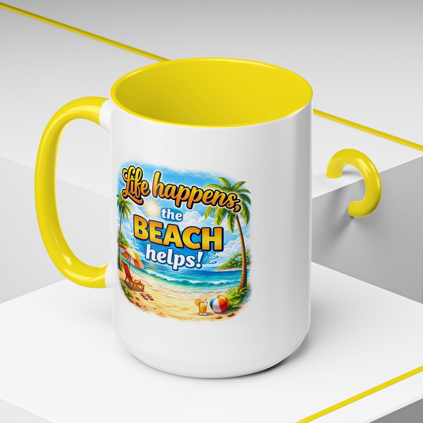 Humor Mug - Life Happens the beach Helps