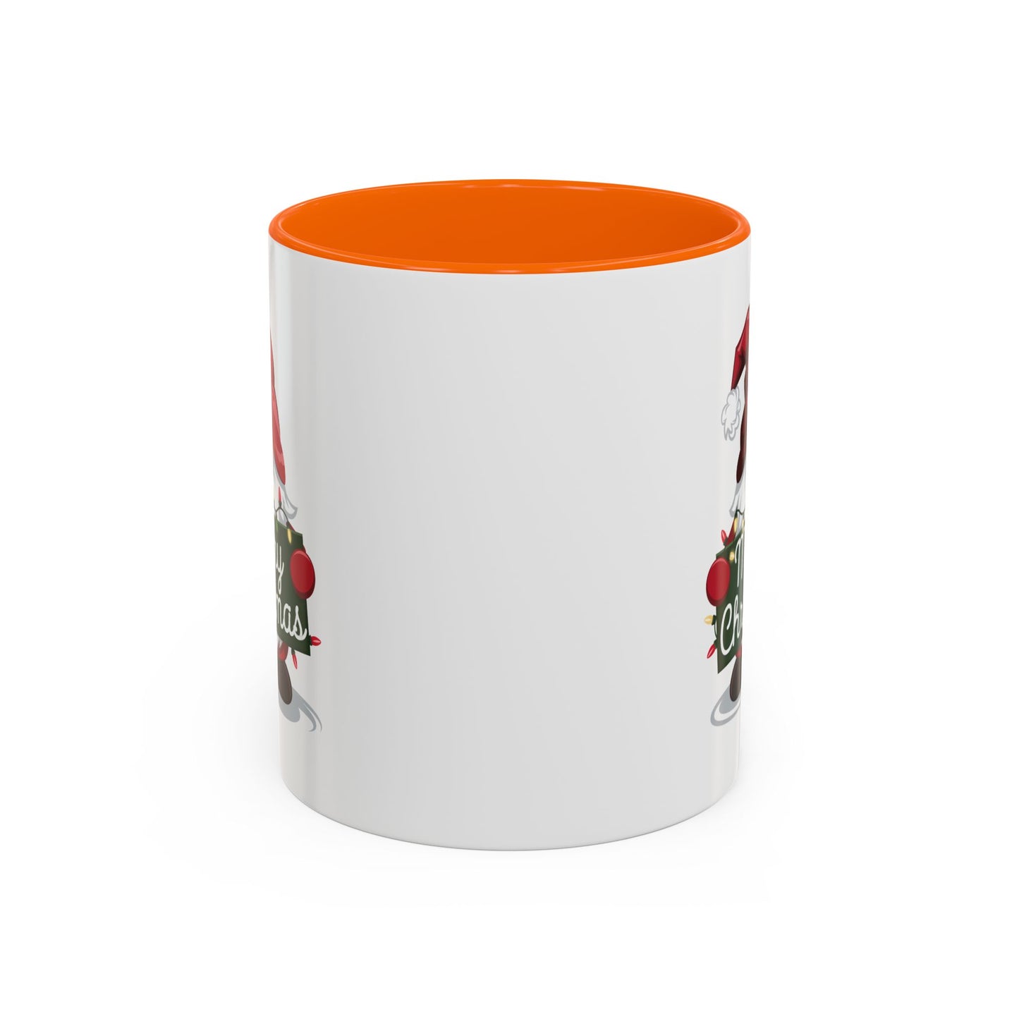 Christmas Mug - Merry Christmas White & Green Text Gnome Lights