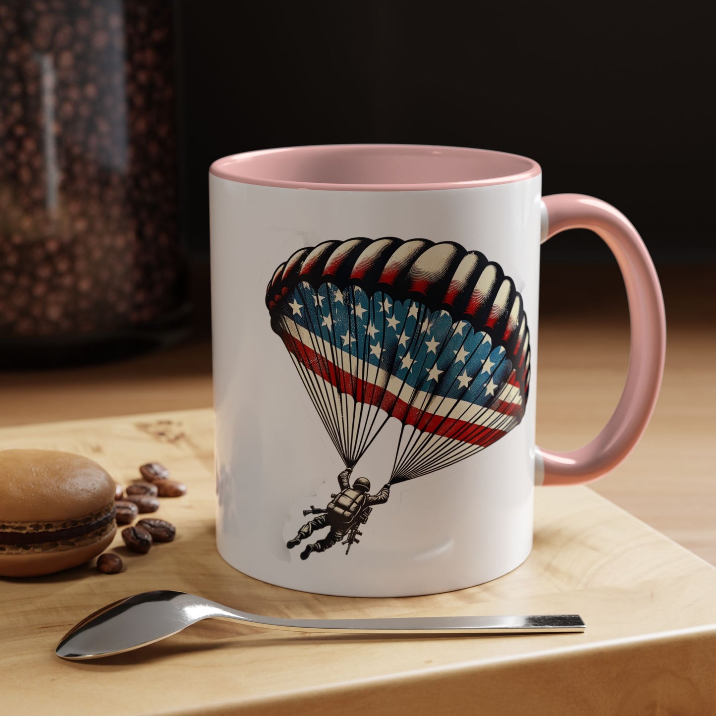 4th of July Mug - Airborne Soldier Parachute Flag