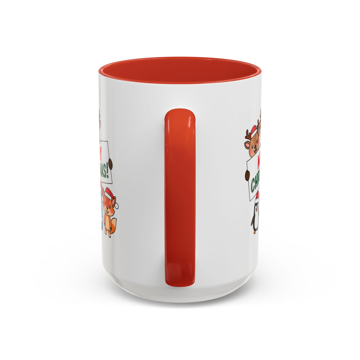 Christmas - Merry Christmas Red & Green Text Reindeer Penguin Bear Fox