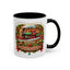 Christmas Mug - Happy Holidays White & Red Text Steam Locomotive