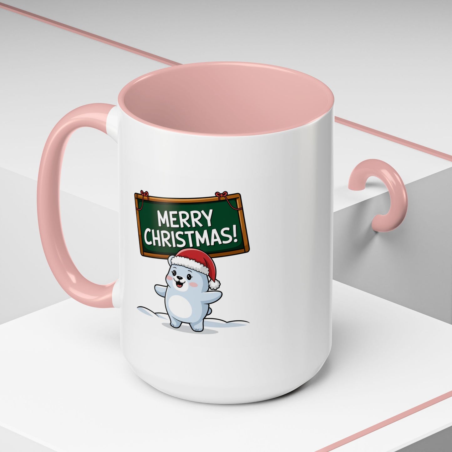 Christmas Mug - Merry Christmas White Text Seal Pup