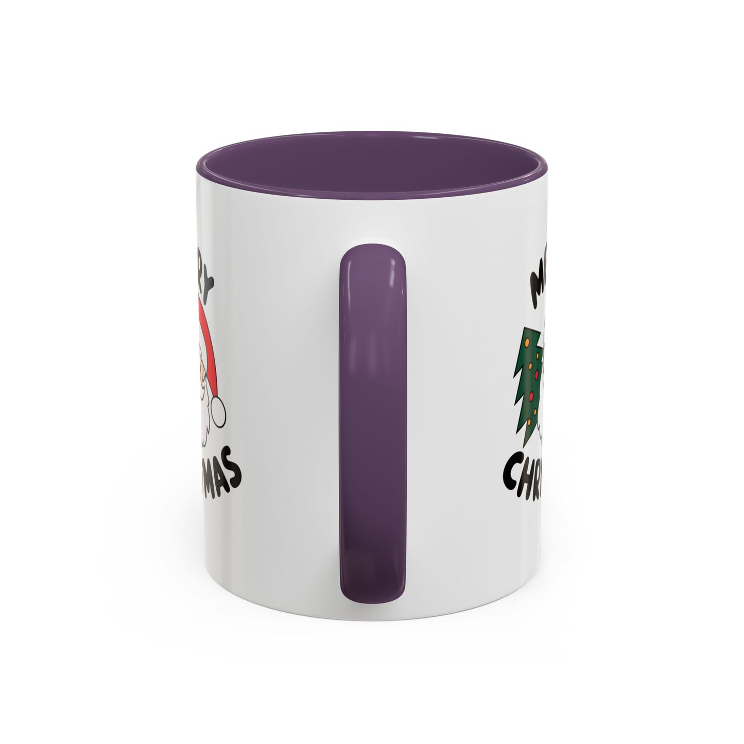 Christmas Mug - Merry Christmas Black Text Santa Tree