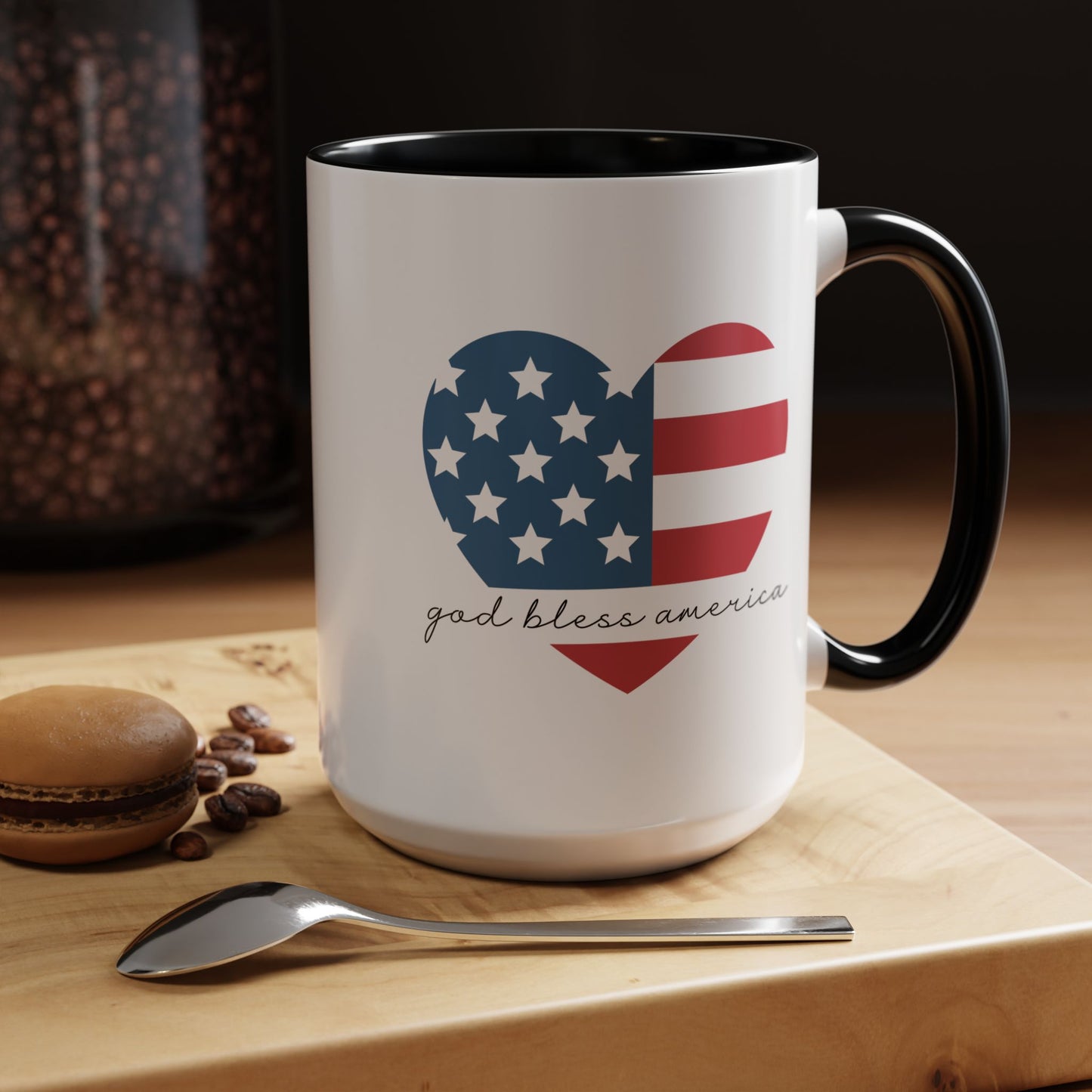4th of July Mug - God Bless America Flag Heart