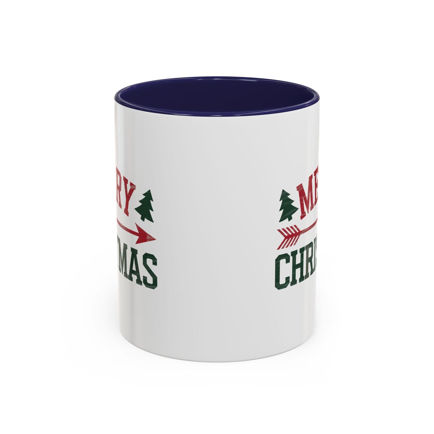 Christmas Mug - Merry Christmas Red & Green Text Heart Arrow Trees