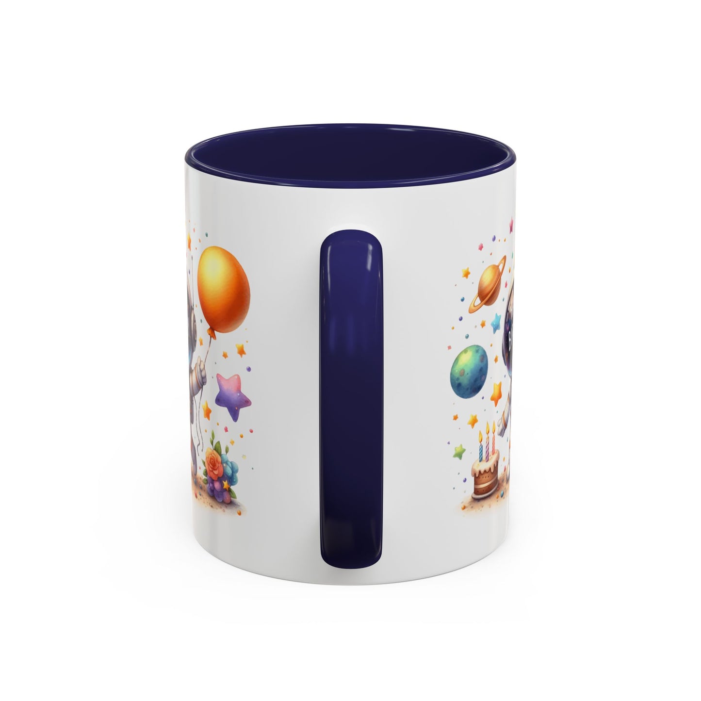 Birthday Mug - Happy Birthday Astronaut, Cake & Balloon