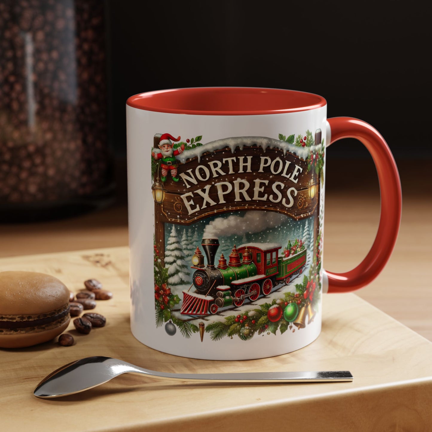 Christmas Mug - North Pole Express Steam Locomotive Ornaments