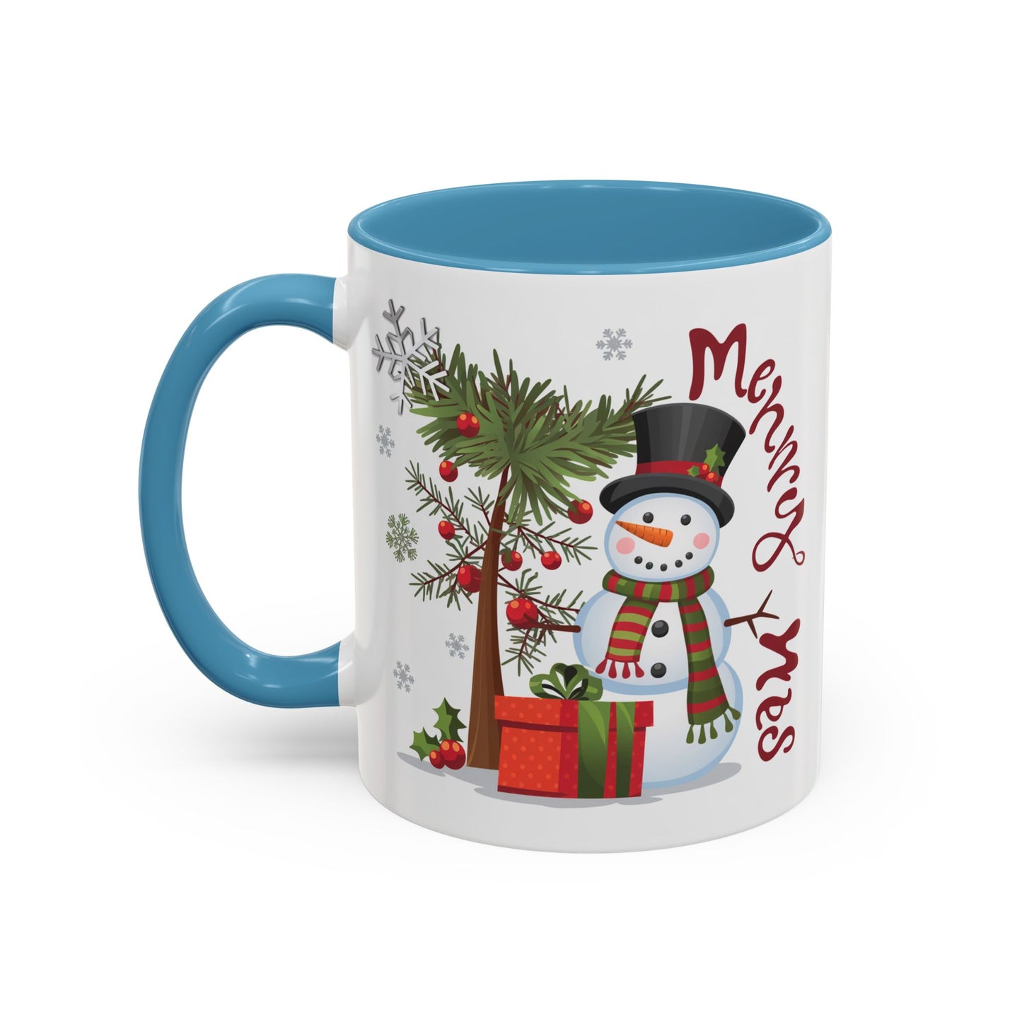 Christmas Mug - Merry Xmas Snowman Tree Present
