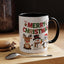 Christmas Mug - Red Green & Gold Text Reindeer Snowman Penguin