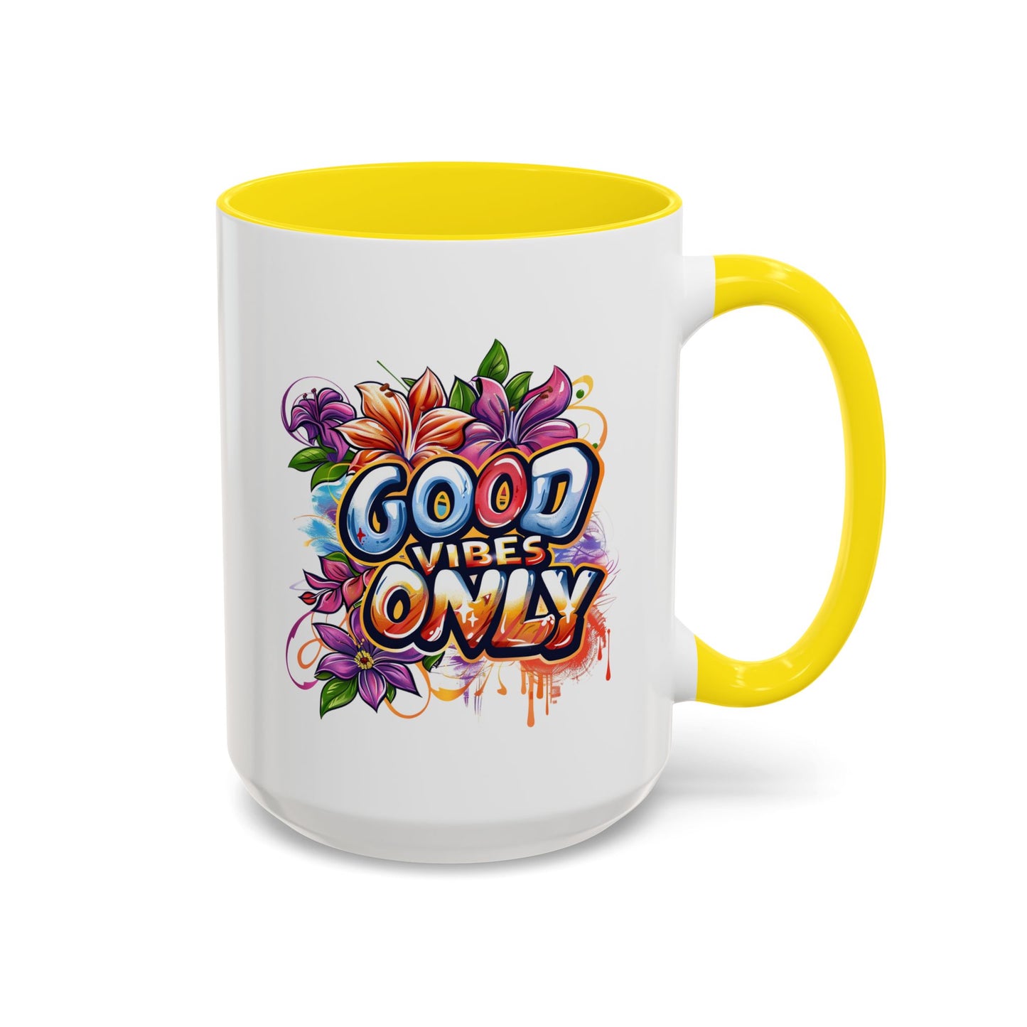 Wellness Mug - Good Vibes Only Graffiti Flowers