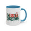 Christmas Mug - Merry Christmas Green & Red Text Santa Present