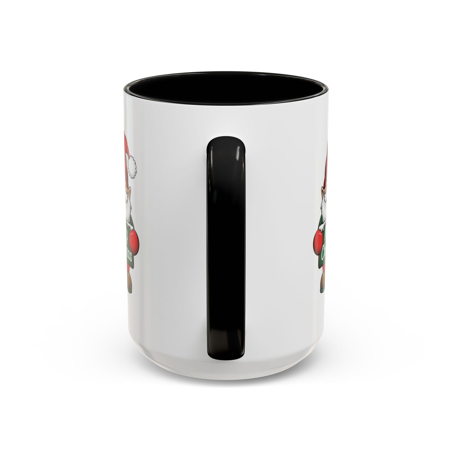 Christmas Mug - Merry Christmas White & Green Text Gnome Snow