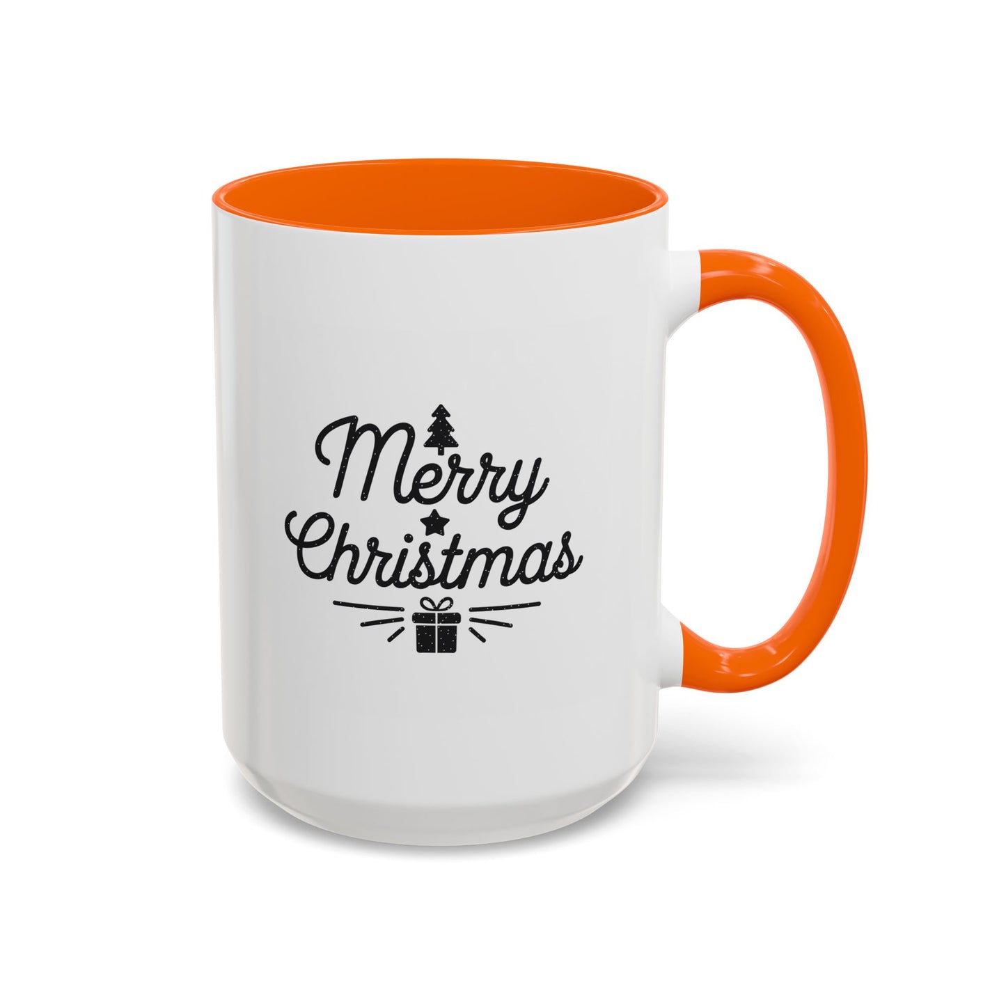 Christmas Mug - Merry Christmas Black Text Tree Star Present