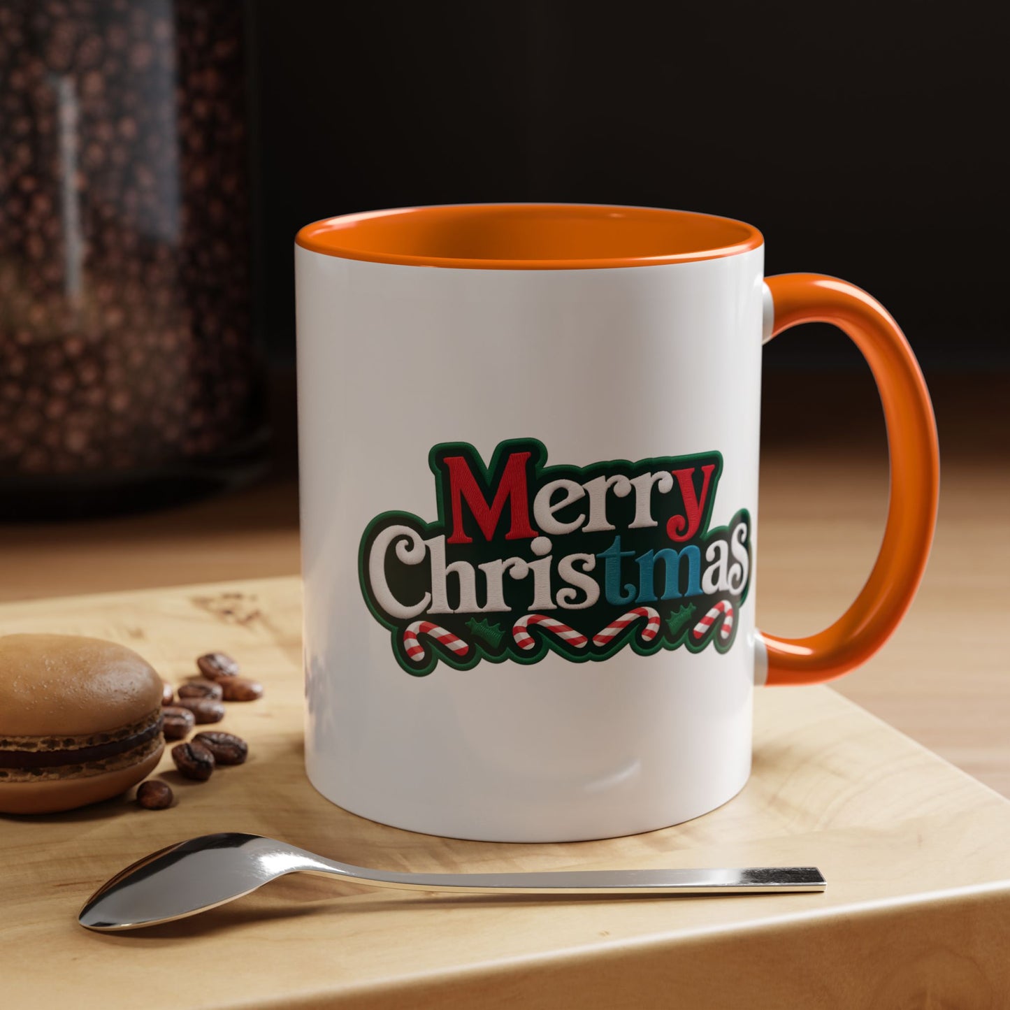 Christmas Mug - Merry Christmas White Red & Blue Text