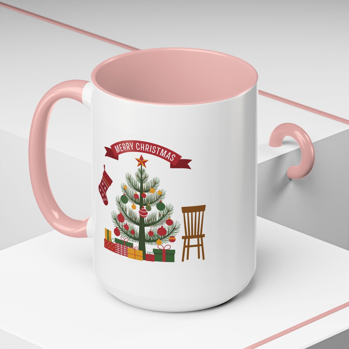 Christmas Mug - Merry Christmas Banner Tree Presents