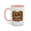 Christmas Mug - Happy Holidays White & Red Text Steam Locomotive