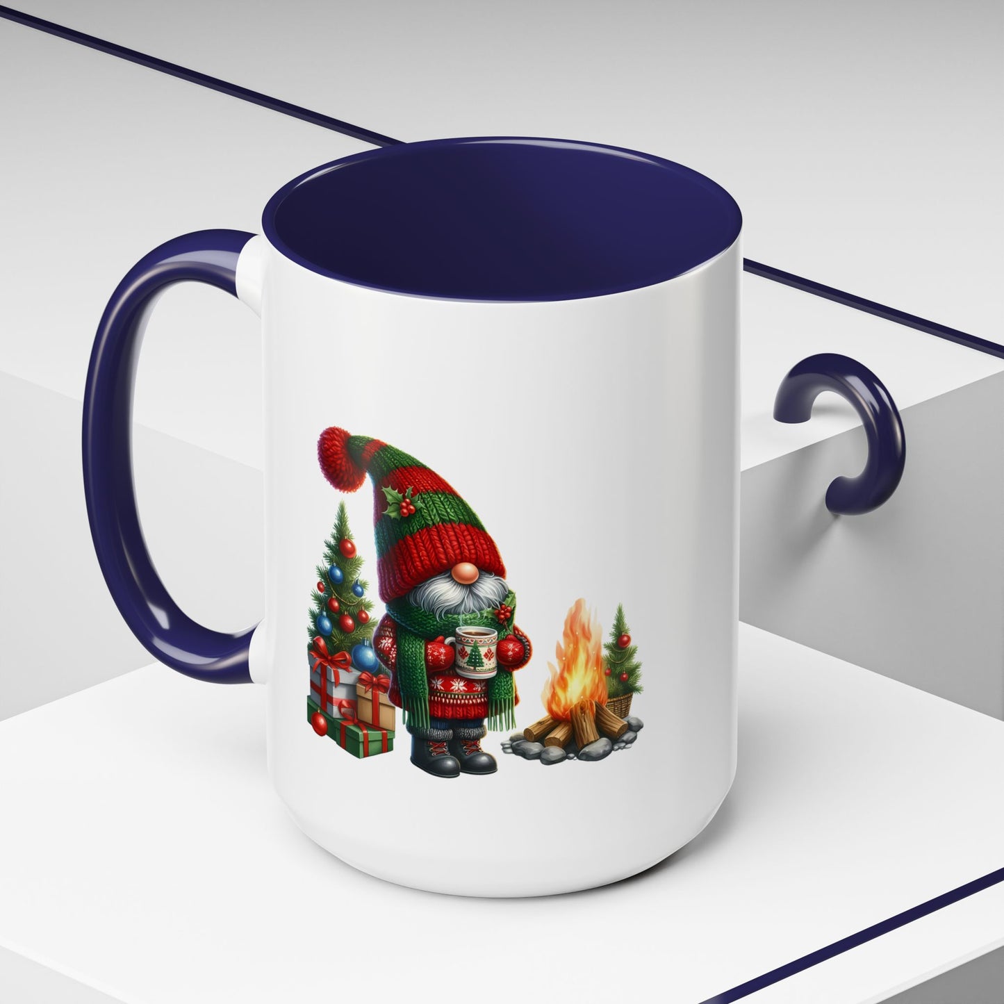 Christmas Mug - Gnome Presents and Fire