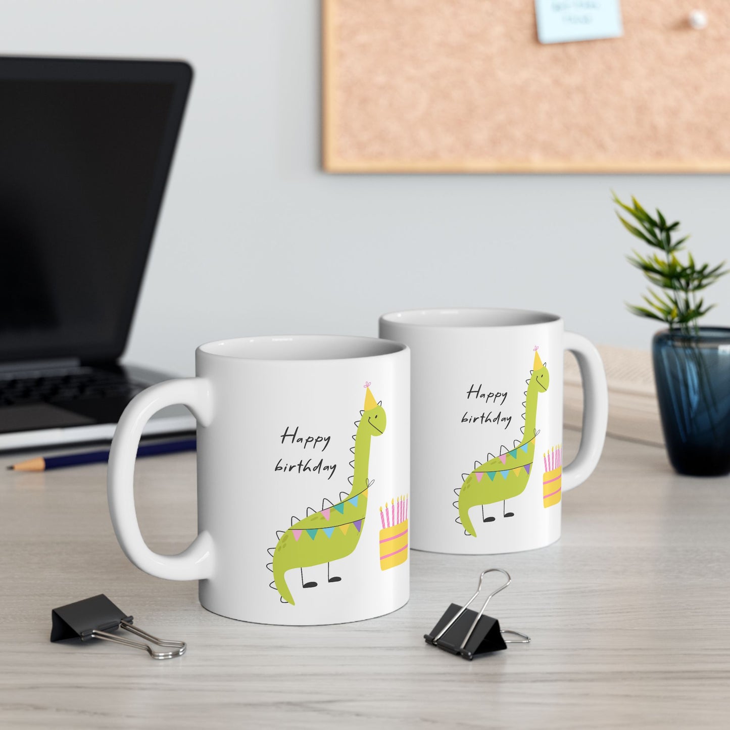 Birthday Mug - Happy Birthday Dinosaur Cake