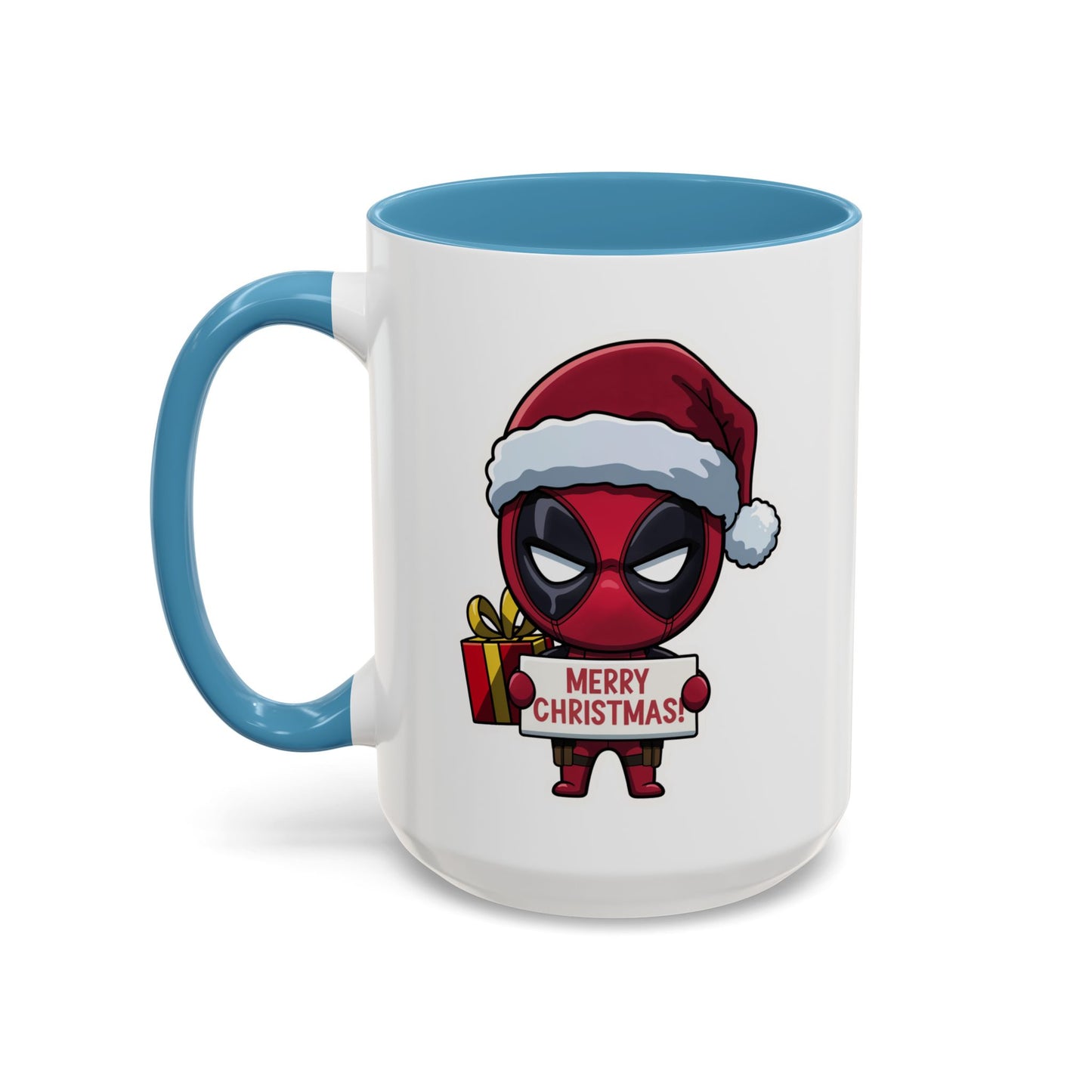 Christmas Mug - Merry Christmas Red Text Superhero