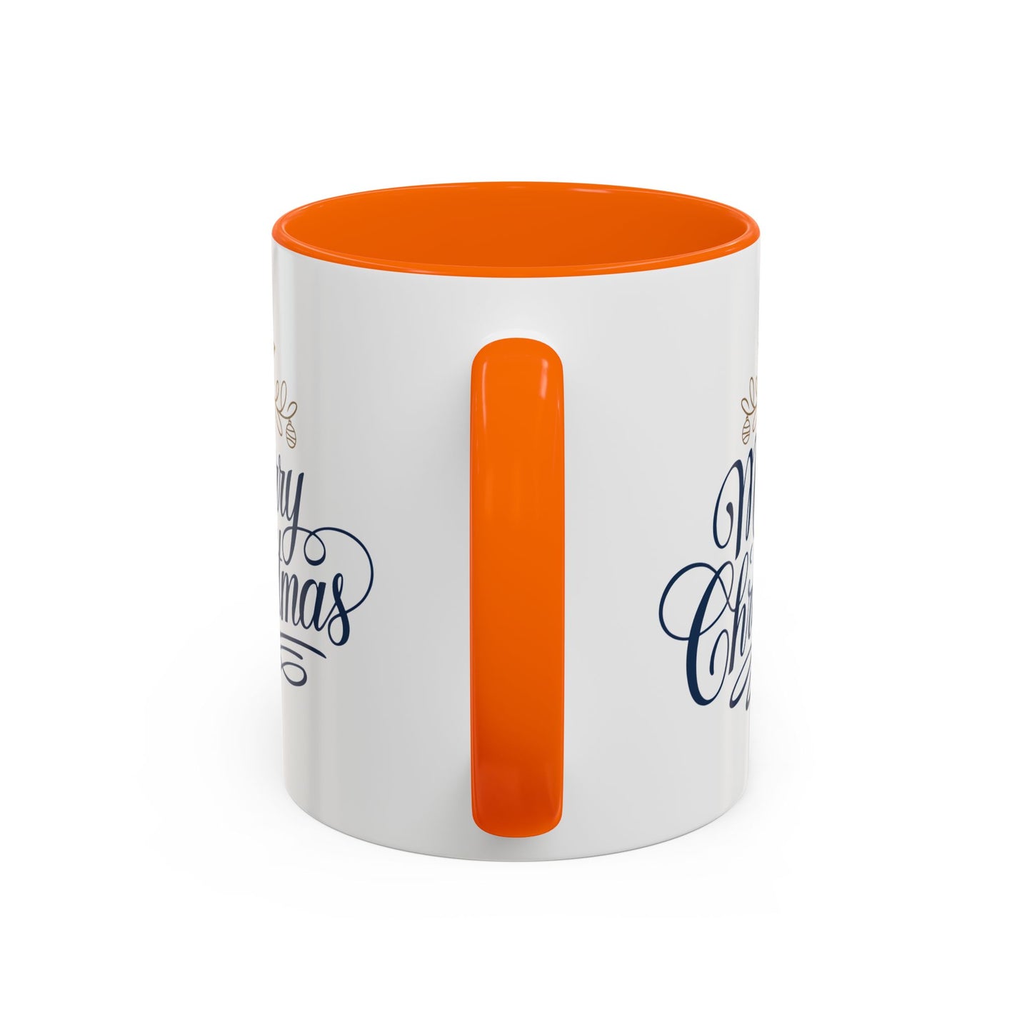 Christmas Mug - Merry Christmas Blue Text Gold Ornaments