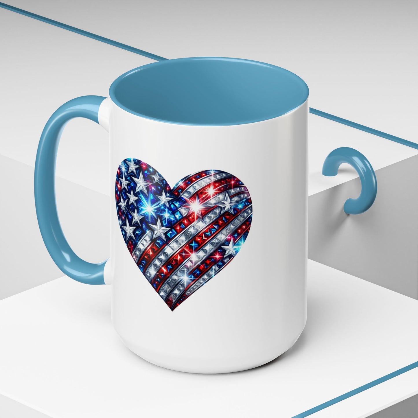 4th of July Mug - USA Sparkle Heart