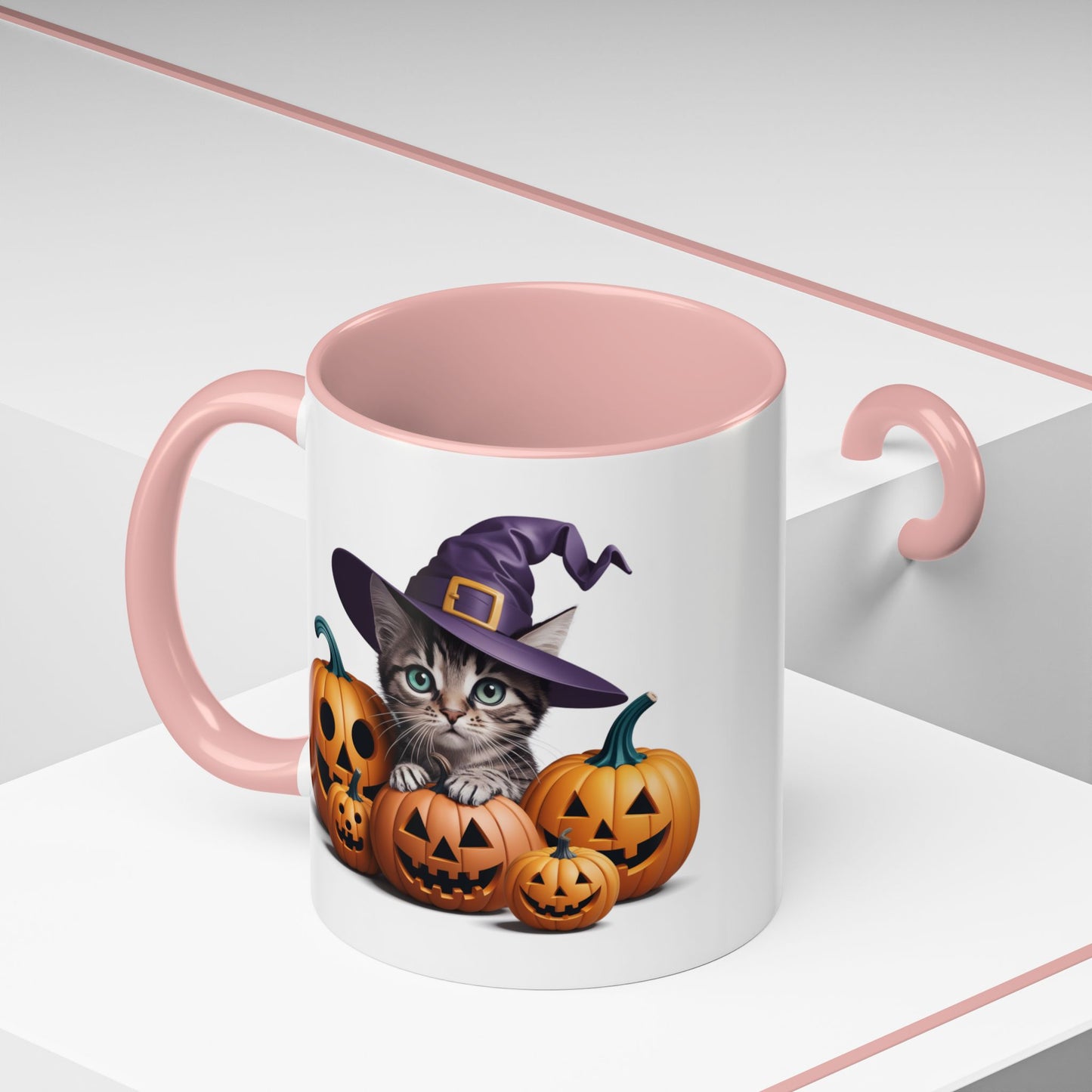 Halloween Mug - Witch Cat Hiding In Pumpkins