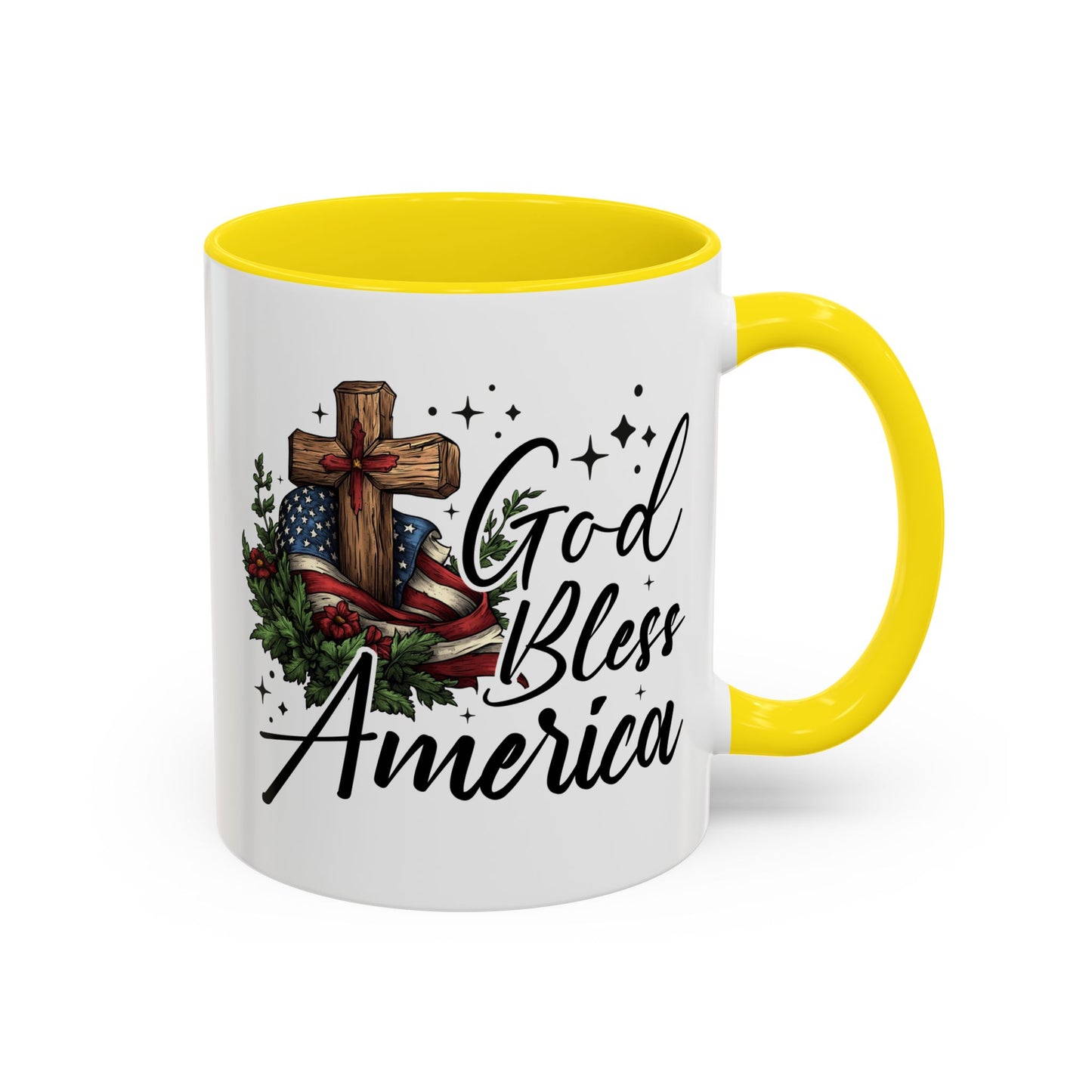 4th of July Mug - God Bless America Cross Flag