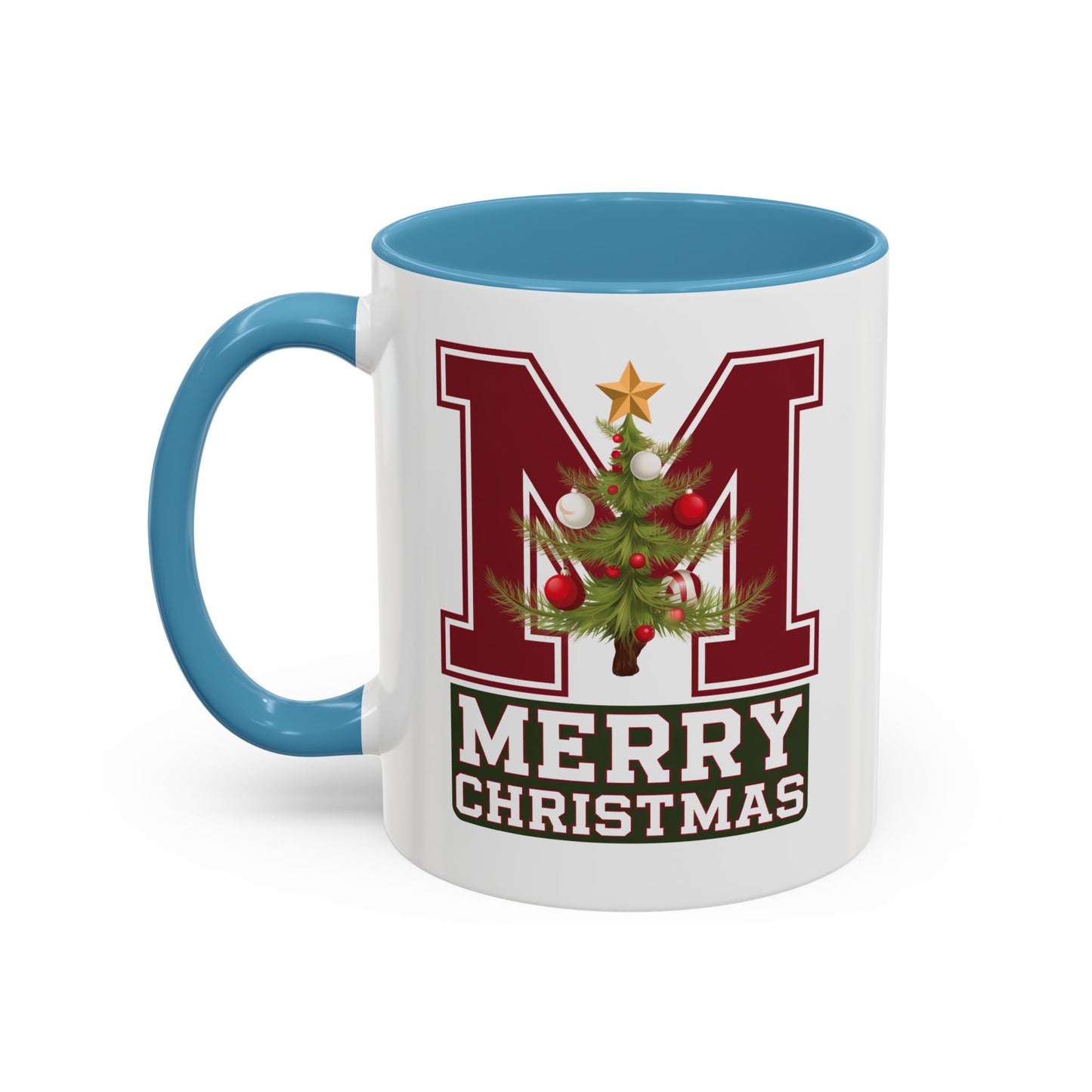 Christmas Mug - Merry Christmas White Green & Red College Text